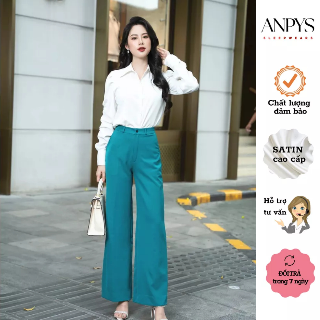 Áo sơ mi nữ trắng công sở Phạm Ngọc Ánh, chất liệu vải thô My tay bồng trẻ trung