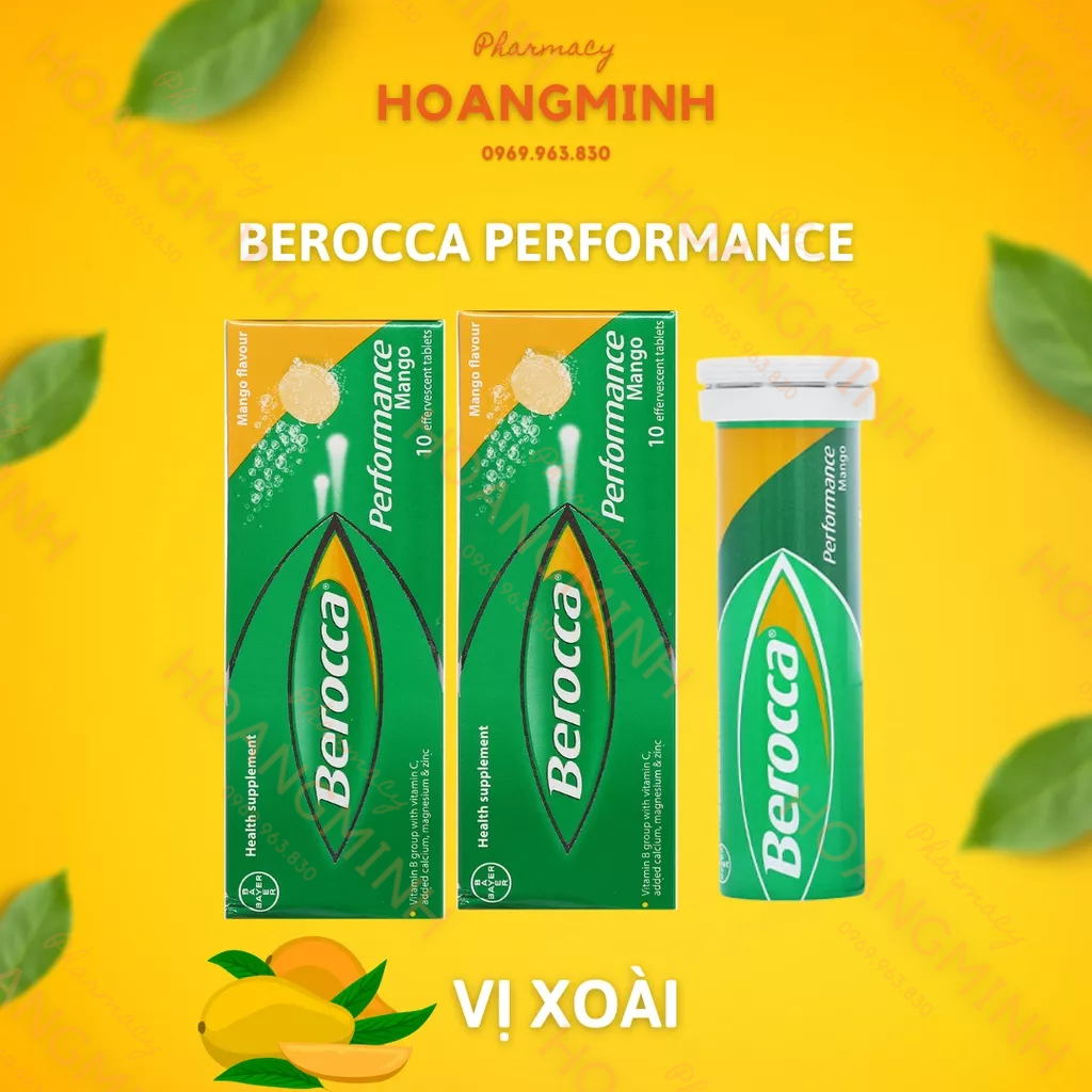 Viên Sủi Berocca Performance Mango [10 Viên] Bổ Sung Vitamin Giúp Bổ Sung Vitamin Và Khoáng Chất Cần Thiết Cho Cơ Thể