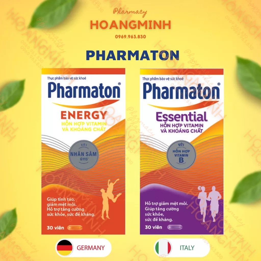 [Chính Hãng] [Hoả Tốc] PHARMATON ENERGY và ESSENTIAL Tổng Hợp Vitamin Và Khoáng Chất (Lọ 30 Viên)