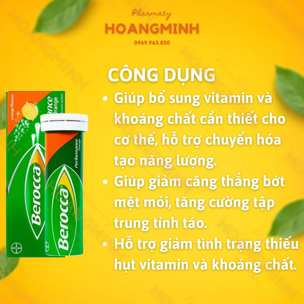 Viên Sủi Berocca Performance Mango [10 Viên] Bổ Sung Vitamin Giúp Bổ Sung Vitamin Và Khoáng Chất Cần Thiết Cho Cơ Thể