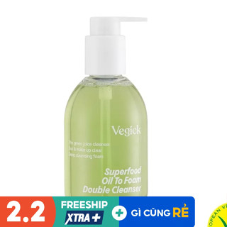 Sữa Rửa Mặt Thuần Chay Tẩy Trang Làm Sạch Sâu Vegick Superfood Oil To Foam Double Cleanser 195ml