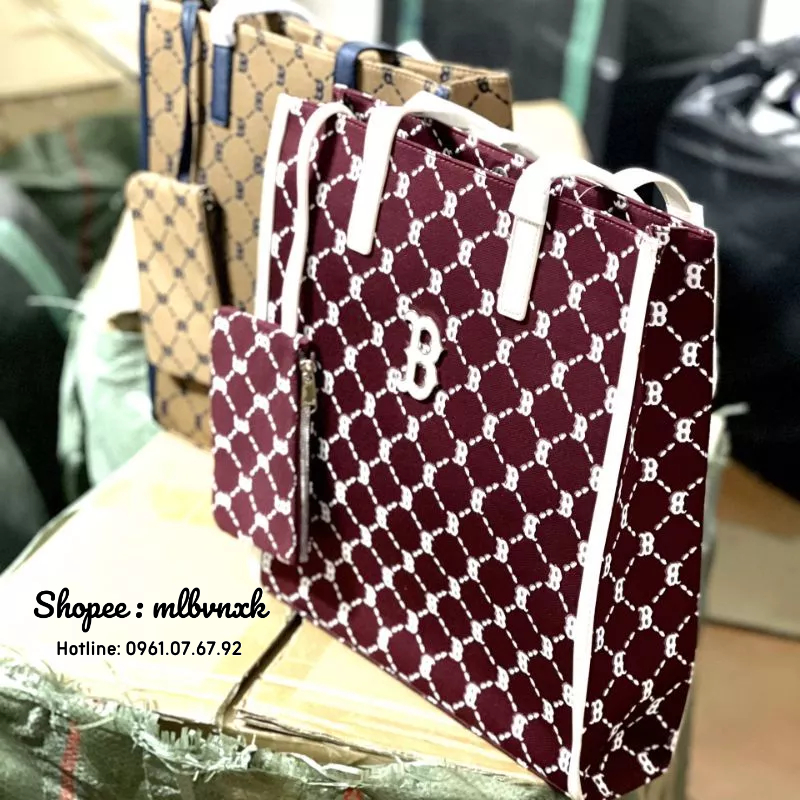 ẢNH THẬT / TQXK / MÀU MỚI - Túi MLB Tote Diamond Dáng Đứng - HÀNG XUẤT DƯ FULLTAG
