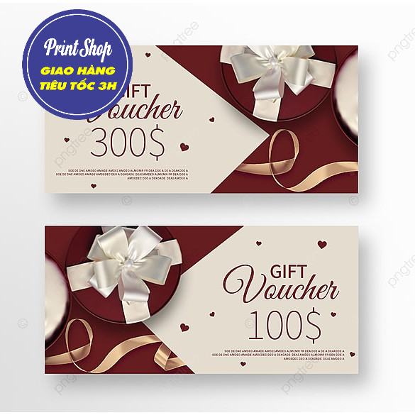 In Voucher Spa, thẻ quà tặng, thẻ khuyến mãi. voucher khuyến mãi