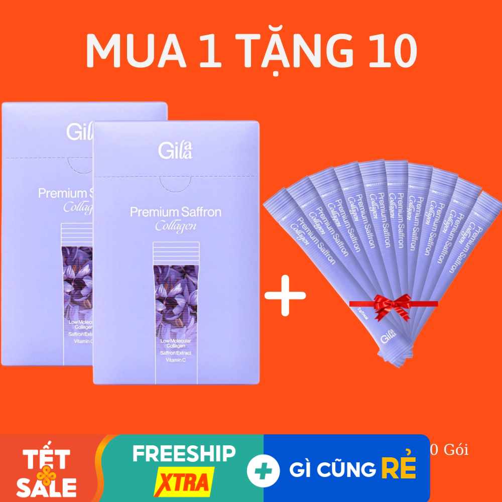 (TẶNG 10 GÓI) Combo Tiết Kiệm Bột Uống Collagen Cao Cấp Gilaa Premium Saffron Collagen