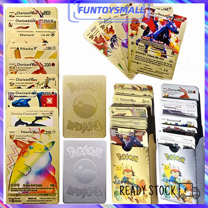 【hàng giao ngay】Bộ thẻ bài Pokemon cao cấp , thẻ lá mạ vàng, mạ bạc 55 thẻ