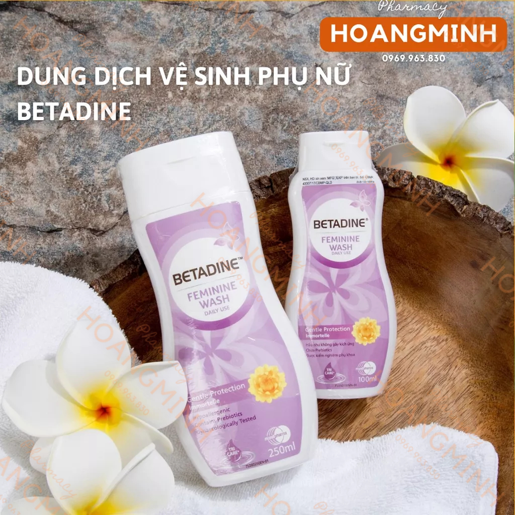Dung Dịch Vệ Sinh Phụ Nữ Betadine Feminine Wash Daily Use Gentle Protection Immortelle 100/250ml