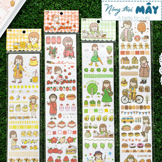 Sticker (hình dán) bản dài little girl trang trí sổ, album, nhật ký, lưu bút, bullet journal