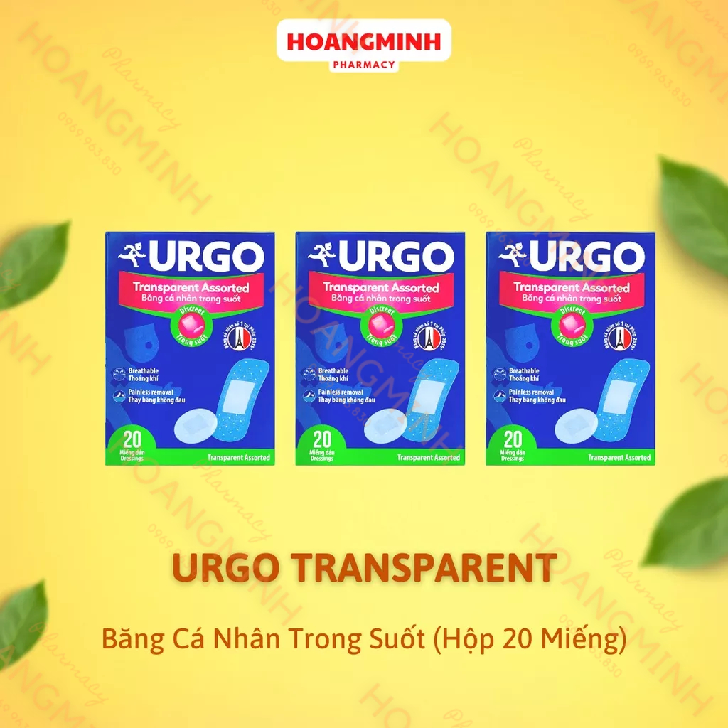 Băng Cá Nhân Urgo  Có Độ Dính Cao, Nhiều Lỗ Thoát Khí Nhỏ Giúp Da Thông Thoáng