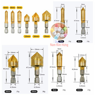 Bộ 6 mũi doa lỗ khoan gỗ 6-19mm