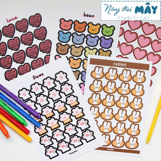 Sticker thỏ béo trang trí sổ, album, lưu bút, nhật ký, dán điện thoại, laptop