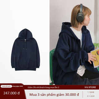 Áo khoác Nelly nỉ lót lông trơn basic thu đông áo nỉ