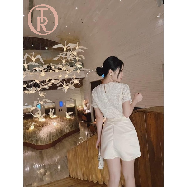 Tariori- New- Sét áo quần già váy, họa tiết ren vải dày dặn