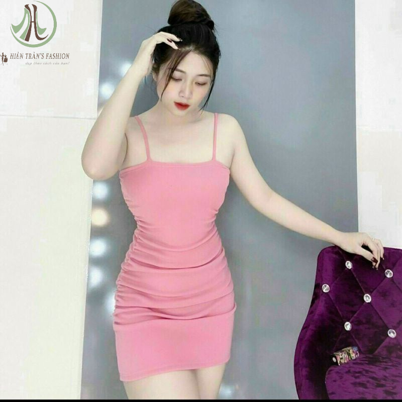 Đầm body hai dây nhún 2 bên