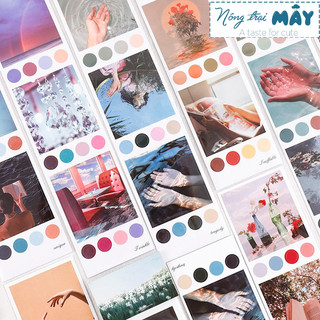 Sticker (hình dán) ẢNH VÀ DÁN Ô TRÒN nông trại mây set 3 tấm trang trí sổ, album, nhật ký, lưu bút, bullet journal