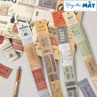 Sticker (hình dán) TICKET nông trại mây phong cách retro trang trí sổ, album, nhật ký, lưu bút