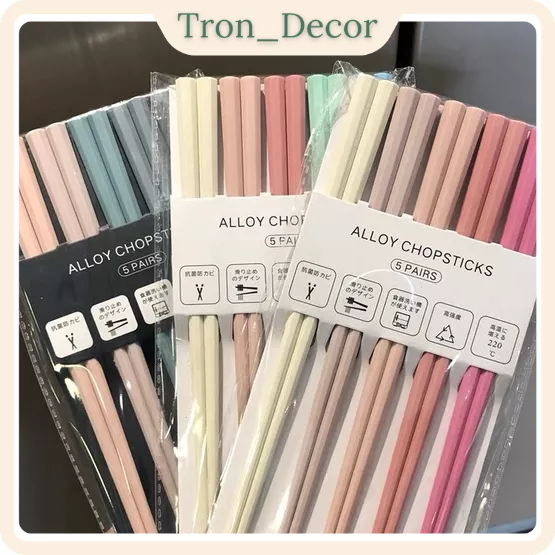 Set 5 đôi đũa hợp kim màu pastel vô cùng xinh xắn