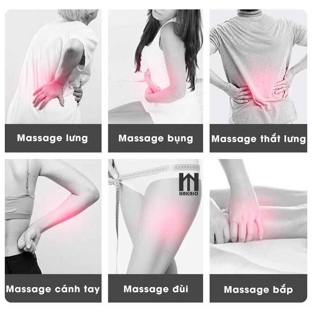 Máy Massage Cầm Tay HAKAIO Đa Năng Cao Cấp Mát Xa Chuyên Sâu Cho Cổ, Vai Gáy, Bụng, Lưng, Cánh tay