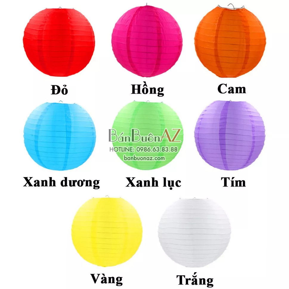 Đèn lồng giấy lụa tròn 30cm và 20cm trang trí đa phong cách