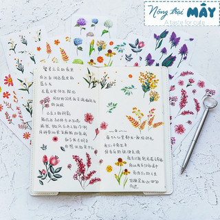 Sticker hoa lá hình dán trang trí sổ, album, dán điện thoại, laptop