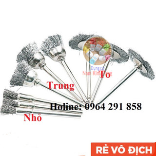 Chổi đồng vệ sinh - Chổi đánh gỉ mini trục 3mm
