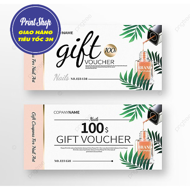 In Voucher Spa, thẻ quà tặng, thẻ khuyến mãi. voucher khuyến mãi