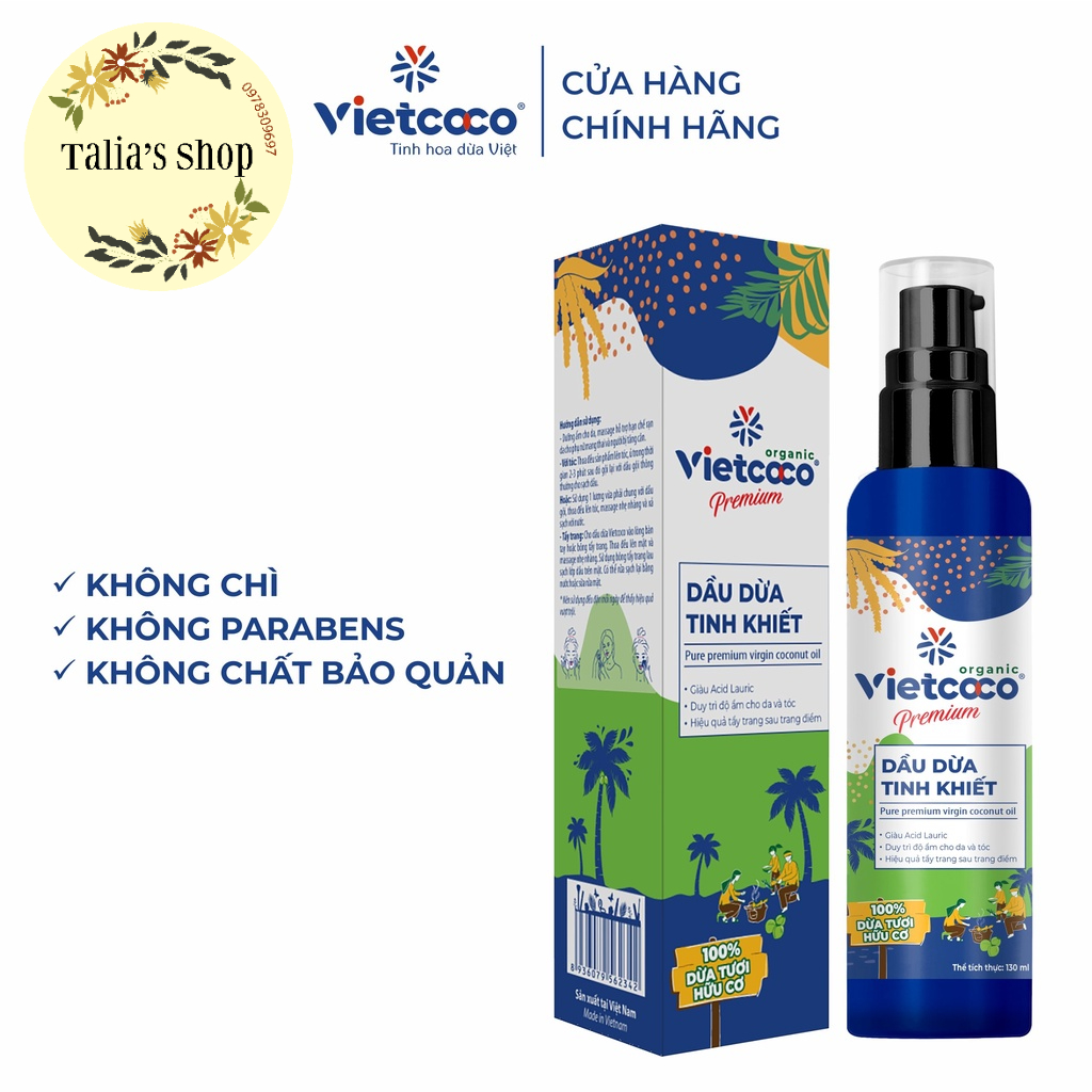 130ml - Dầu dừa tinh khiết mỹ phẩm Vietcoco dưỡng tóc, dưỡng da, dưỡng môi | BigBuy360 - bigbuy360.vn