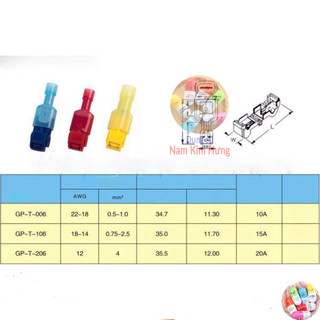 Combo 30 ( 3 loại -mỗi loại 10) Cút nối chia dây điện T-type