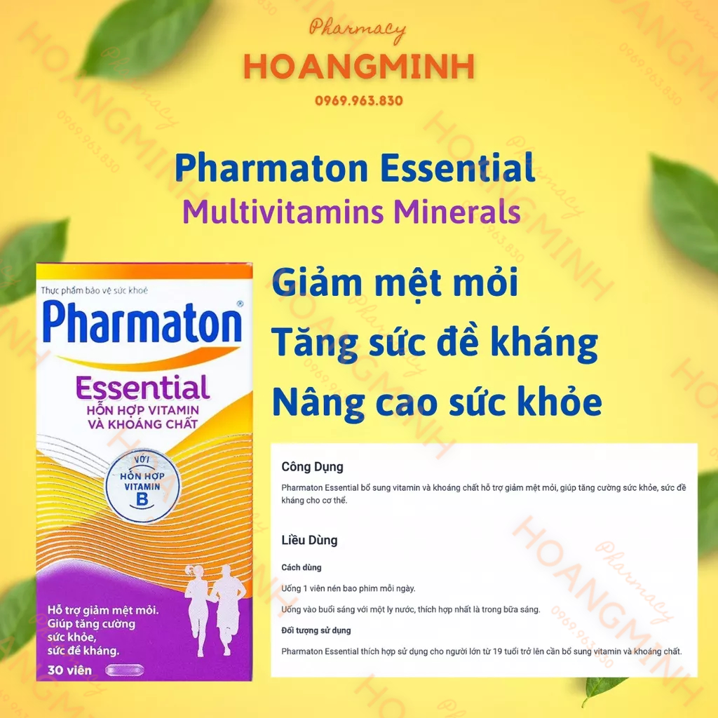 PHARMATON ENERGY và ESSENTIAL Tổng Hợp Vitamin Và Khoáng Chất
