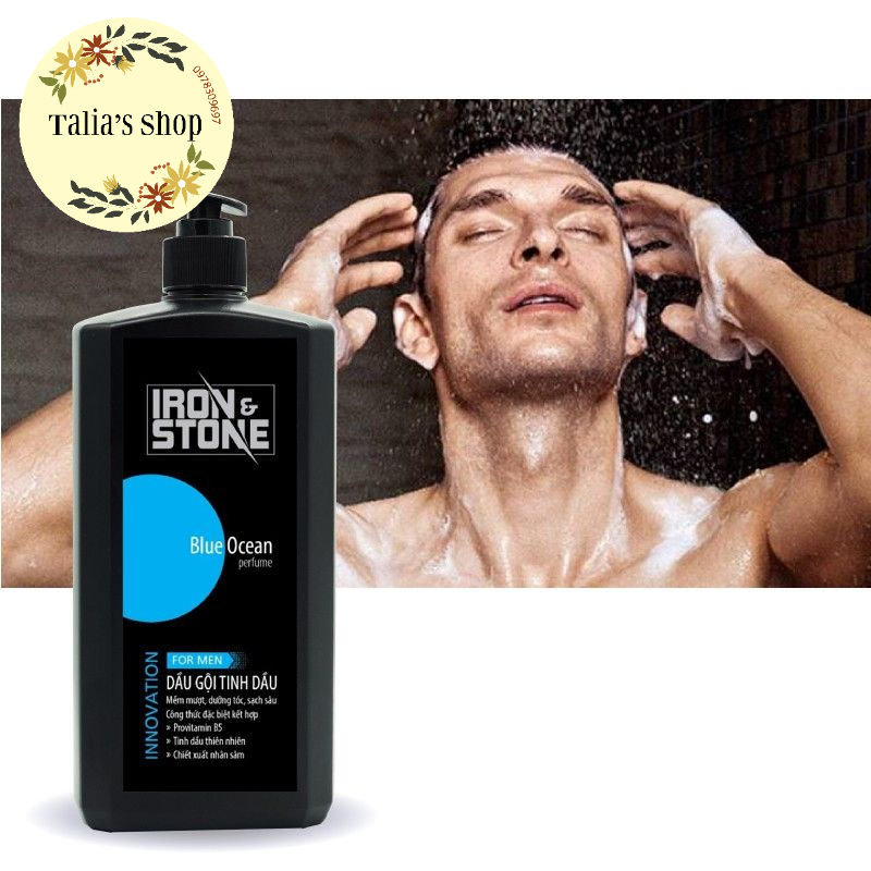 180g - Dầu gội tinh dầu hương nước hoa Blue Ocean Iron&amp;Stone - XANH