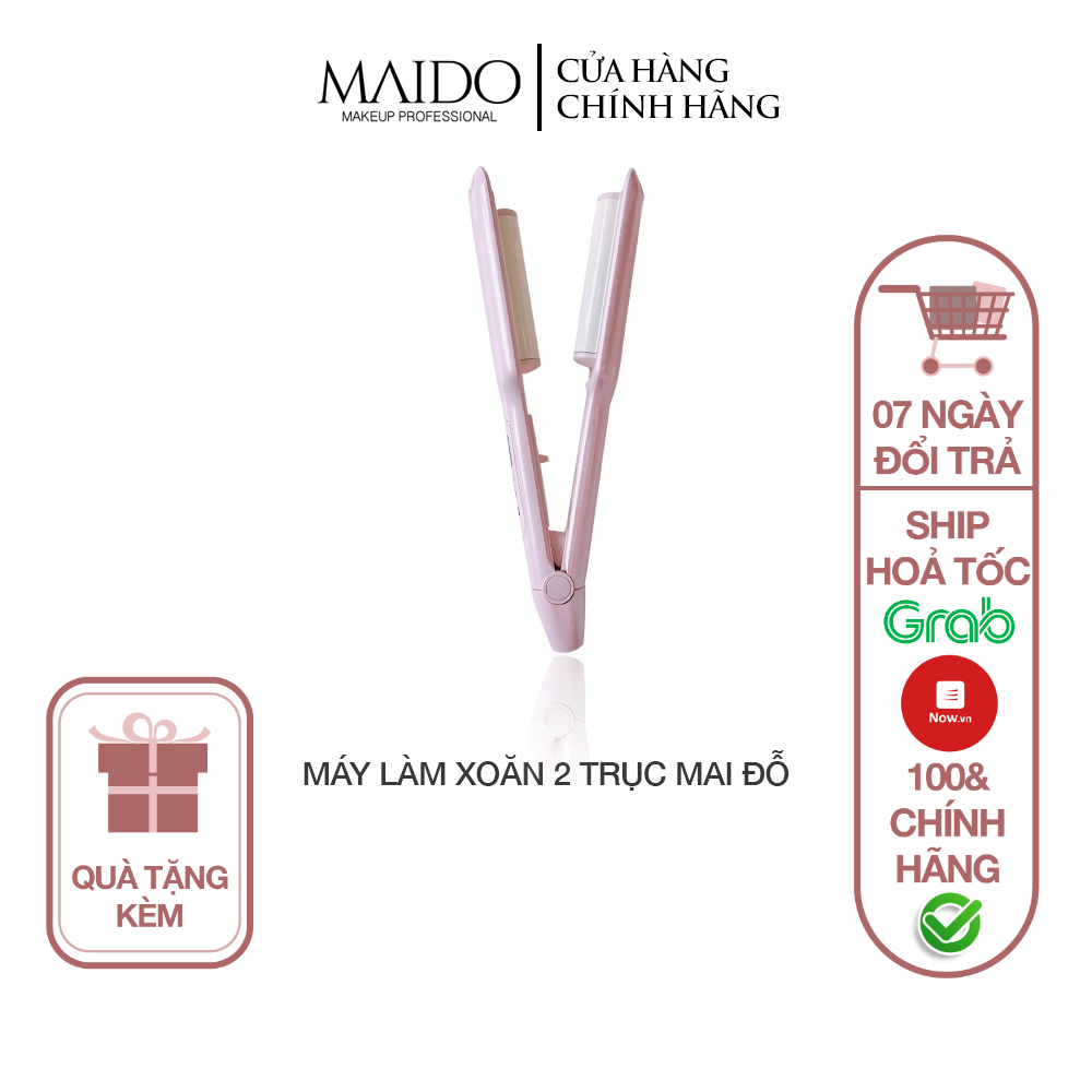 Máy uốn tóc làm xoăn 2 trục hồng dập sóng nước làm tóc đẹp nhẹ nhàng chuẩn salon MAIDO COSMETICS