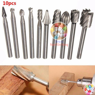 Bộ 10 đầu mũi mài khắc làm gỗ lũa cán 3mm