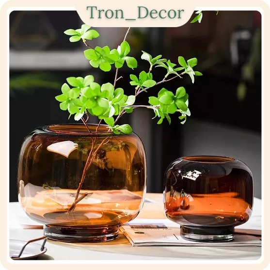 Bình hoa tròn trong suốt mang vẻ đẹp đơn giản hiện đại và sang trọng trang trí nội thất phòng khách