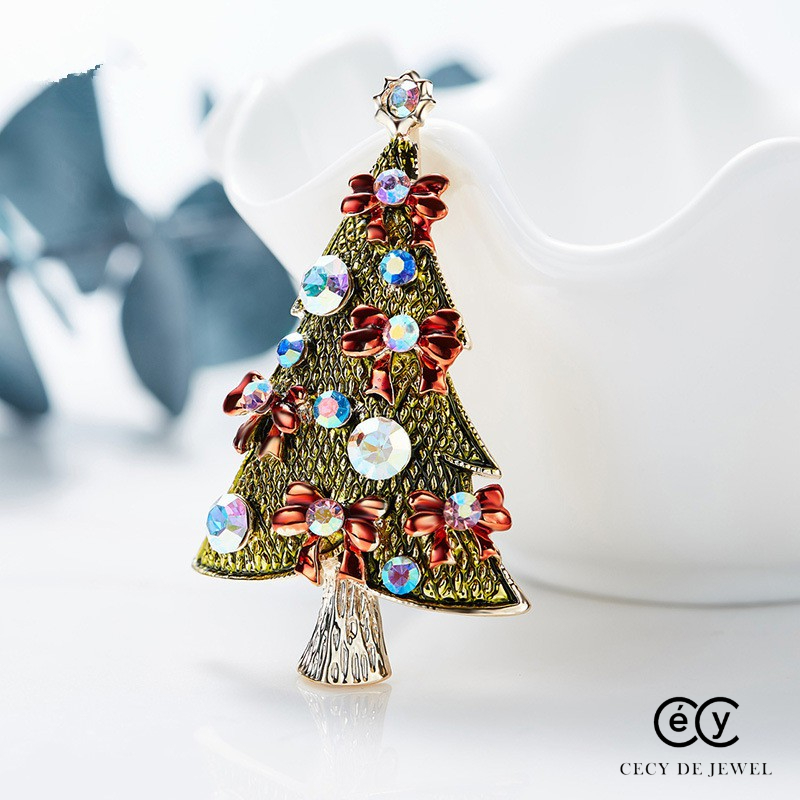 Trâm cài áo CHRISTMAS PINE  pha lê SWAROVSKI