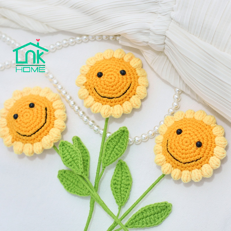 [Hàng Mới] Hoa hướng dương đan len handmade hình mặt cười