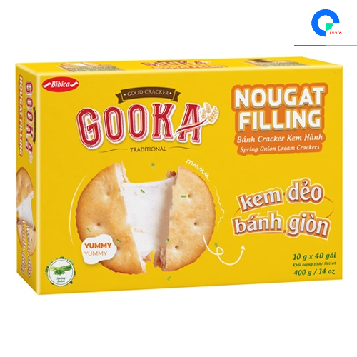 Bánh Gooka Cracker Nougat Filling (Hành; Tảo) HG 400g kèm túi giấy - Bibica