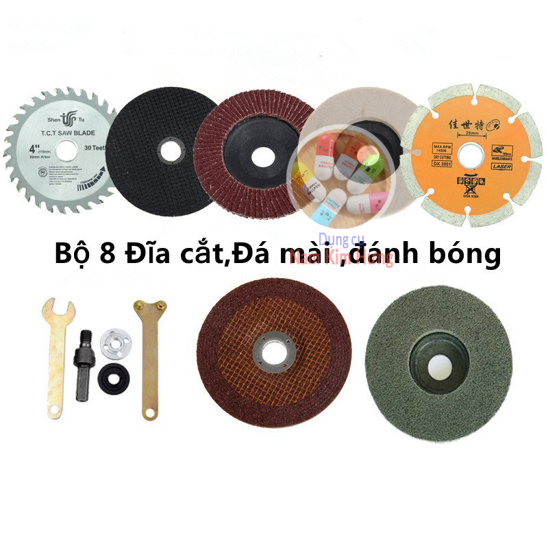 Bộ 8 Đĩa cắt,Đá mài ,đánh bóng