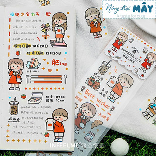 Sticker (hình dán) BẢN DÀI TRONG SUỐT nông trại mây trang trí sổ, album, bullet journal, lưu bút, nhật ký
