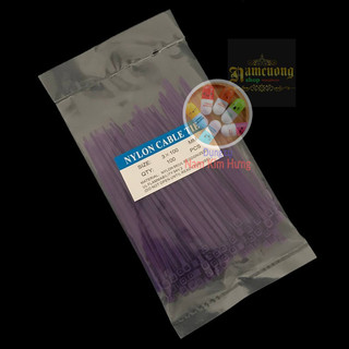Bộ 100 sợi dây rút màu tím 10cm, 1 tấc