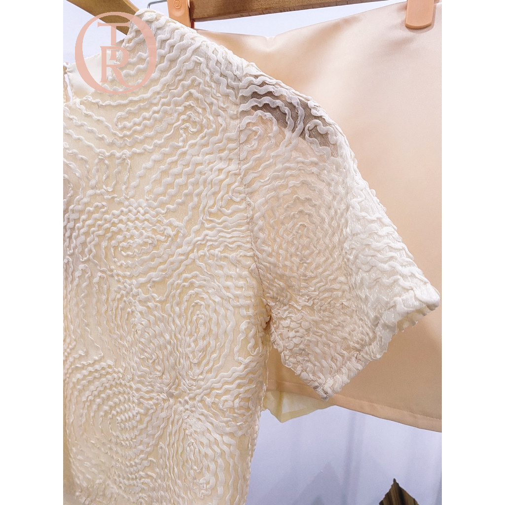 Tariori- New- Sét áo quần già váy, họa tiết ren vải dày dặn