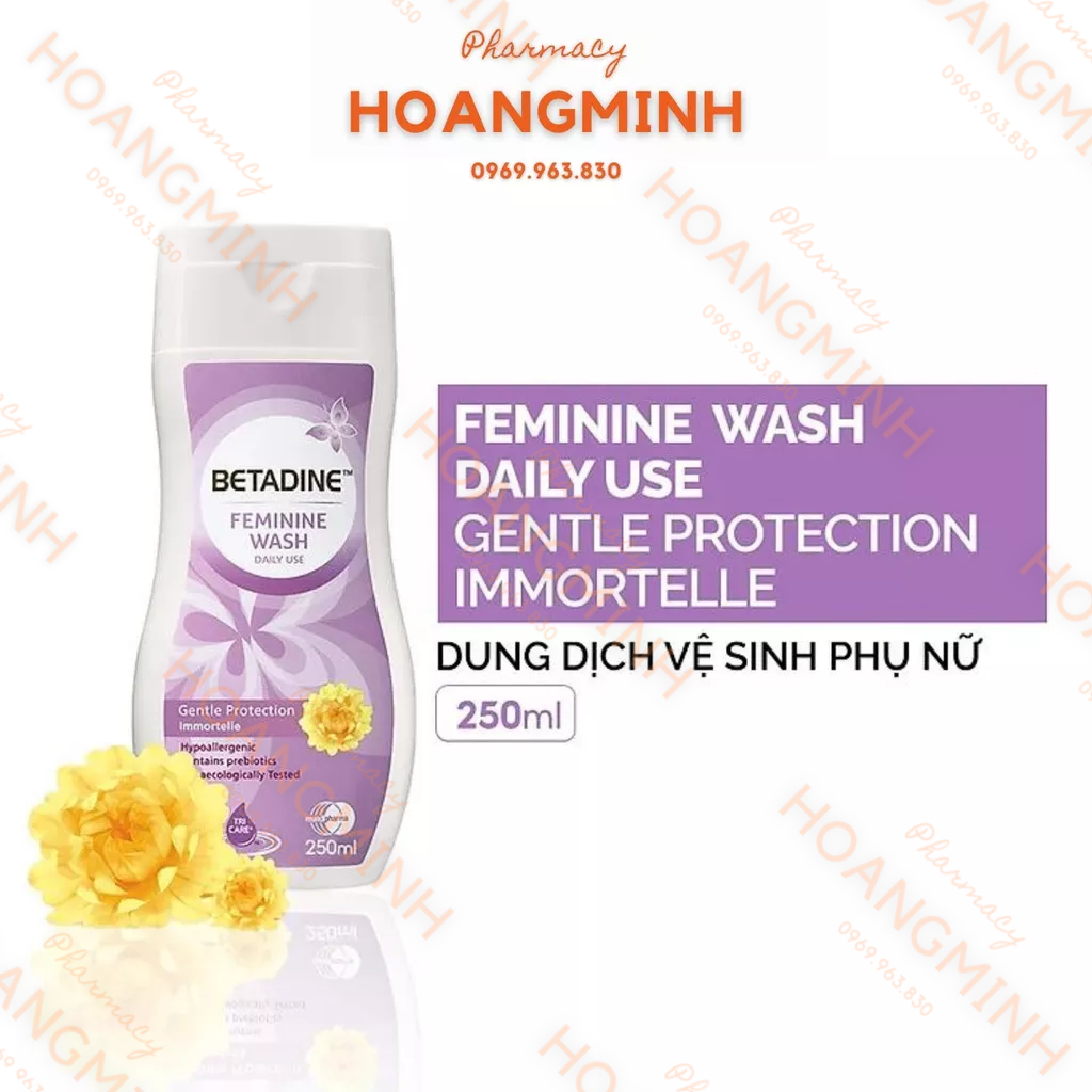 Dung Dịch Vệ Sinh Phụ Nữ Betadine Feminine Wash Daily Use Gentle Protection Immortelle 100/250ml