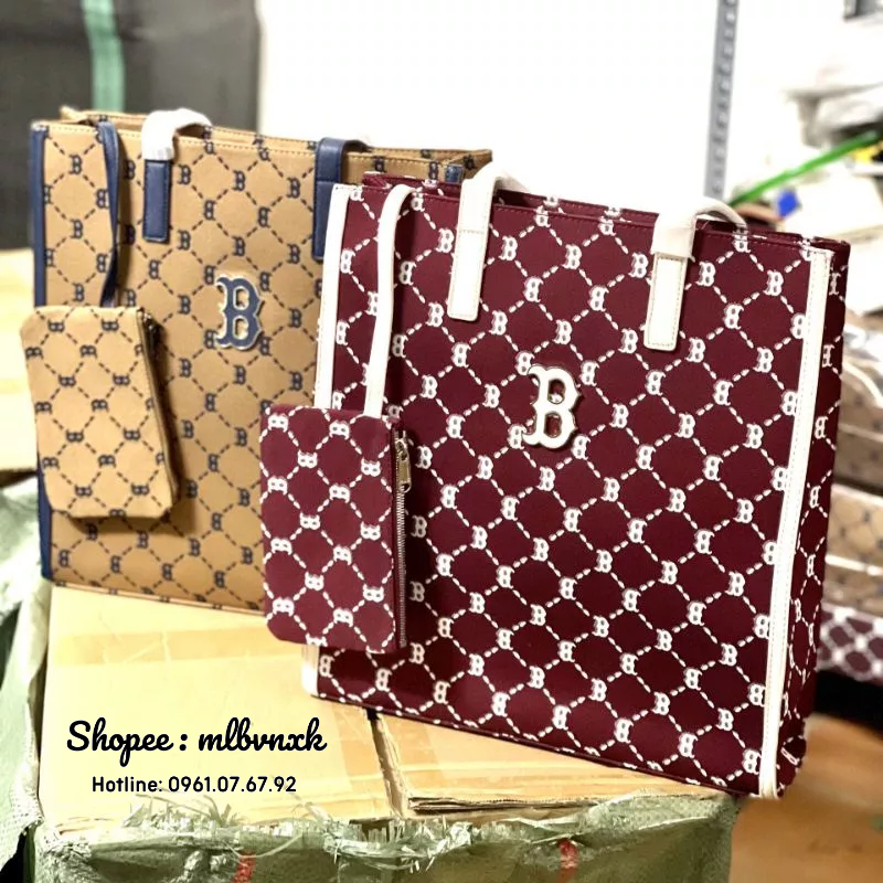 ẢNH THẬT / TQXK / MÀU MỚI - Túi MLB Tote Diamond Dáng Đứng - HÀNG XUẤT DƯ FULLTAG