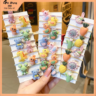 Set 10 Chun Buộc Tóc Gấu Thỏ Hoa Cho Bé
