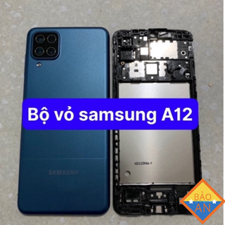 Bộ vỏ samsung A12 -zin gồn sườn,lưng,nút bấn,kính cam