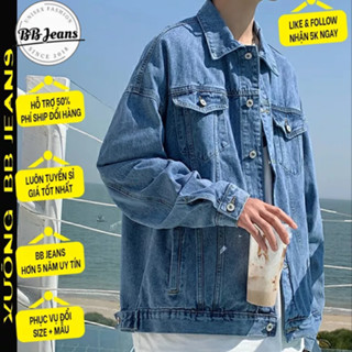 [bigsize] Áo khoác jean nam nữ unisex Bigsize form rộng đủ 3 màu xanh đậm HT - xanh nhạt - xanh rách BB Jeans