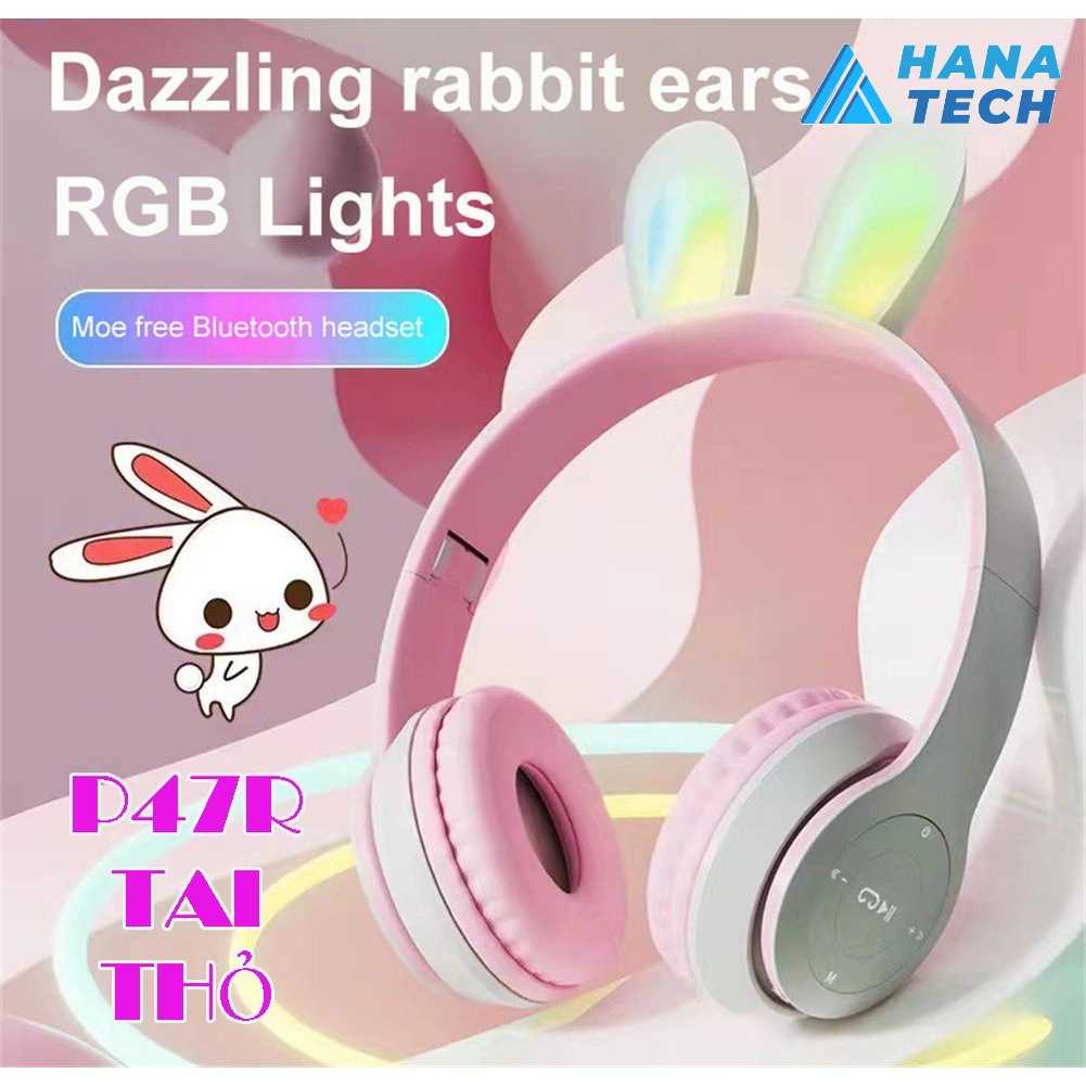 HEADPHONE KHÔNG DÂY TAI THỎ - ÂM THANH CỰC HAY - TAI MÈO