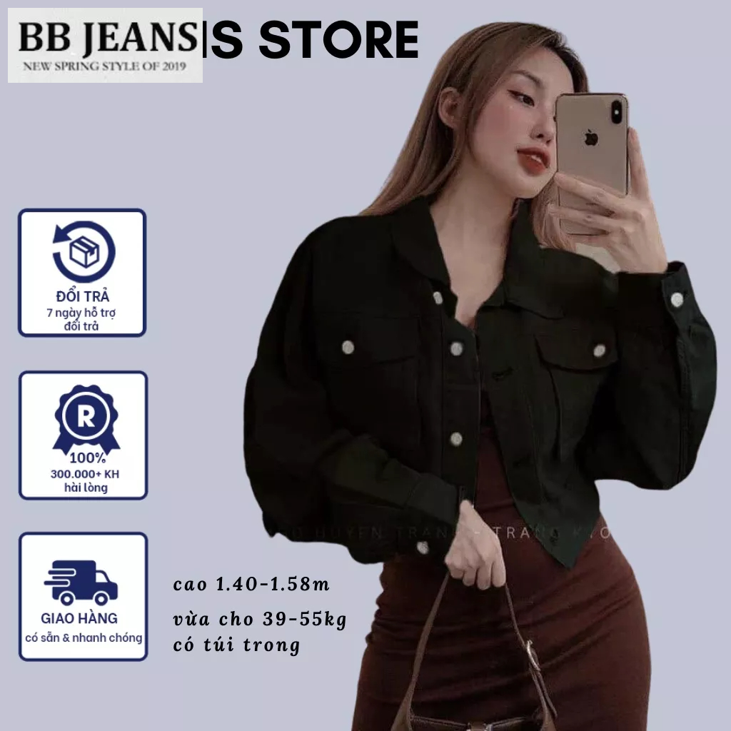 Áo khoác kaki nữ form lững croptop 48cm có mũ kaki và túi trong tiện lợi chứa mobile size 39-56kg BB Jeans