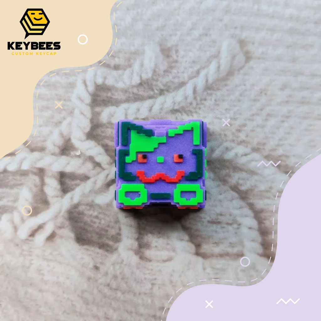 Artisan Keycap - Nút bàn phím cơ resin handmade Pixart Nyanko Tím