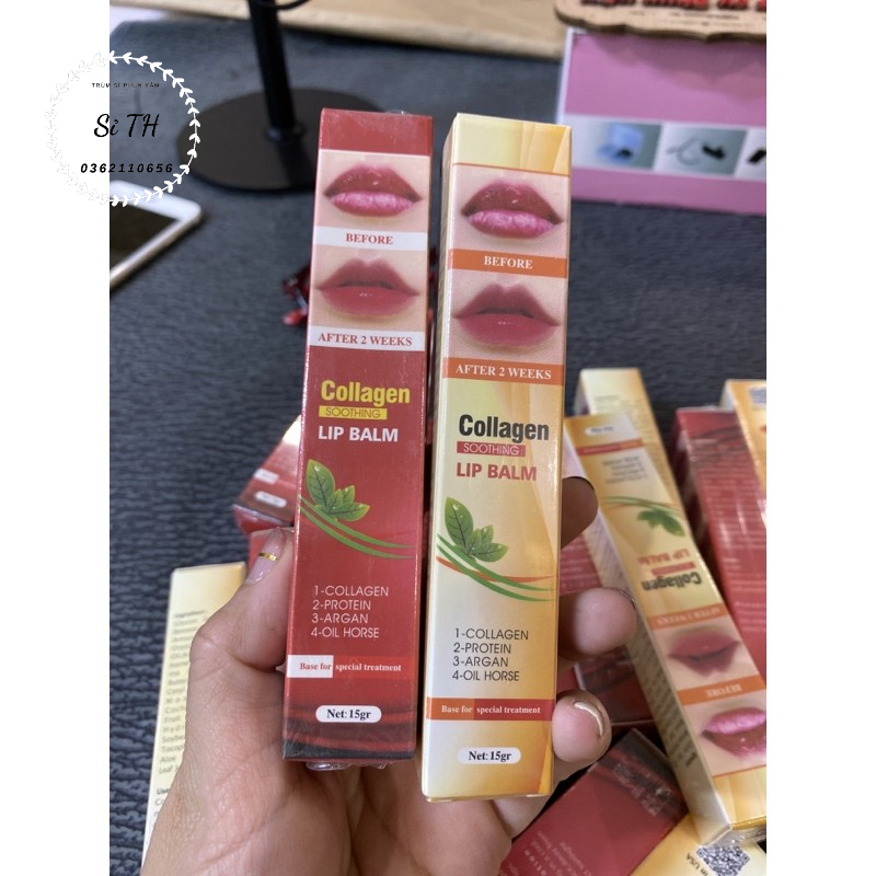 Dưỡng kích màu môi Collagen Lip Balm, son dưỡng có màu sau phun xăm thẩm mỹ ,check mã-Usa 15gram