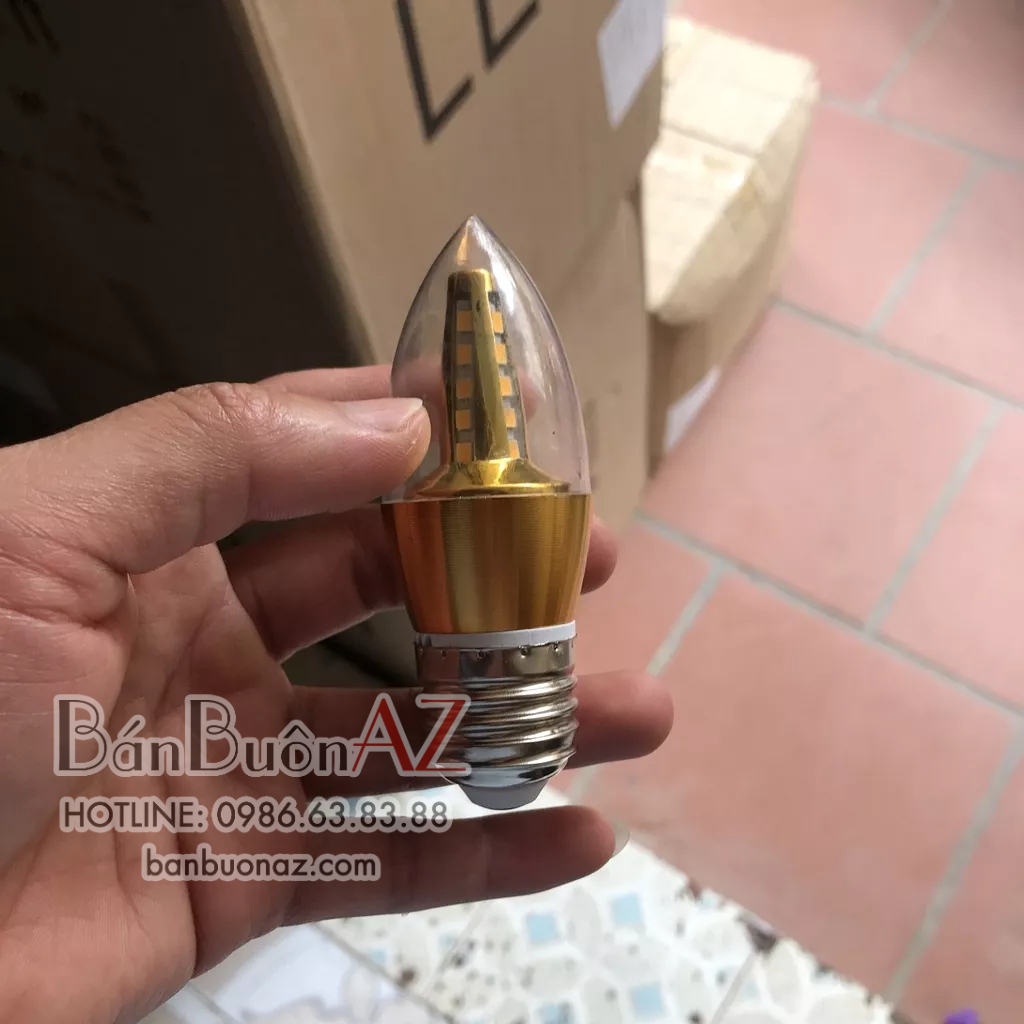 Bóng led nến 5w vỏ nhôm, đui đèn e14/e27 siêu chịu nước