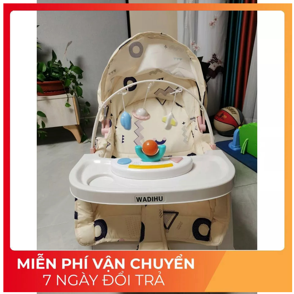 Nôi rung - Nôi rung cho bé 5in1 có nhac đồ chơi và bàn ăn cho bé,I